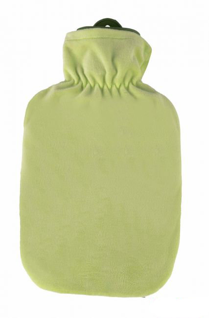 2,0 Liter Wärmflasche mit klassischem Flauschbezug, pastell grün