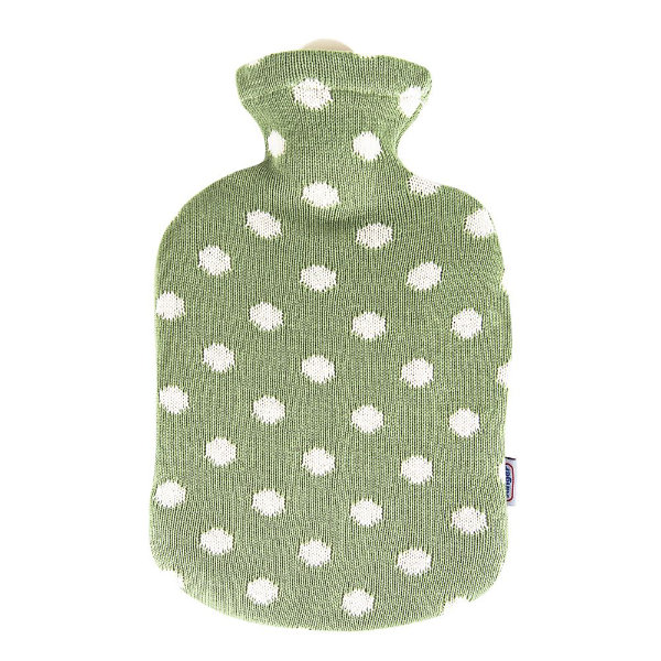 2,0 Liter Wärmflasche mit Strickbezug aus Baumwolle "Maigrün"