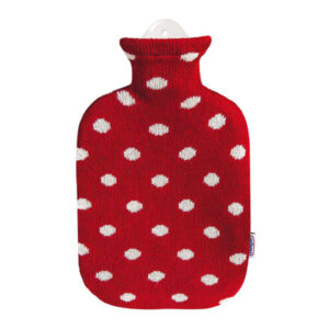 2,0 Liter Wärmflasche mit Strickbezug aus Baumwolle "Feuerrot"