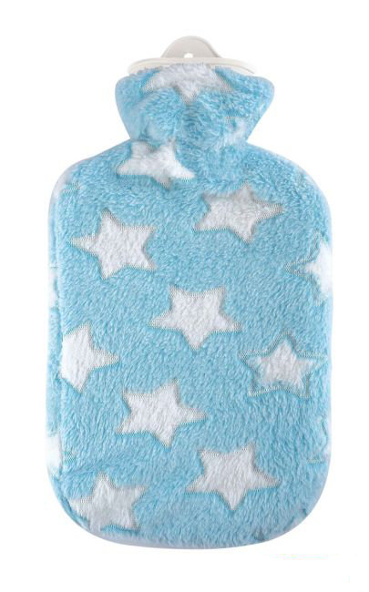 2,0 Liter Wärmflasche mit Plüschbezug "Sternenhimmel, blau"