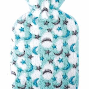 2,0 Liter Wärmflasche mit Plüschbezug "Mond & Sterne, mint"